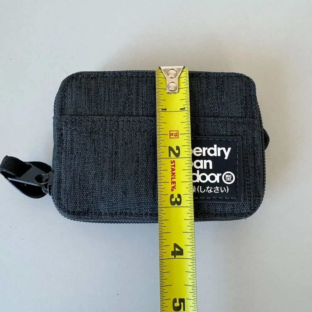 superdry japan outdoor fabric zip wallet in dark grey, os